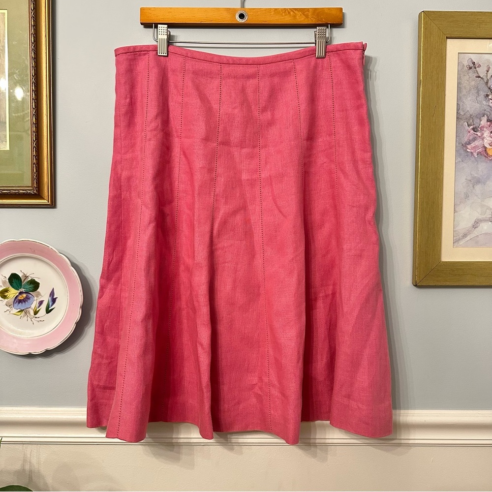 Talbots Irish Linen Pink Skirt Size 12 Coastal Grandmother, Quiet Luxury, Barbie